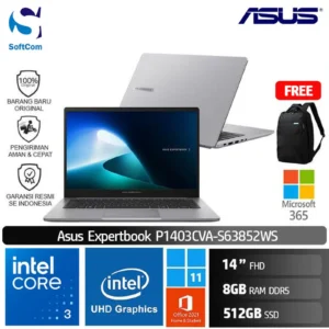 Asus Expertbook P1 P1403CVA-S63852WS/Intel Core 3-100U/8GB/512GB SSD/14" FHD/Win 11 Home+OHM 2024+M365/Misty Grey