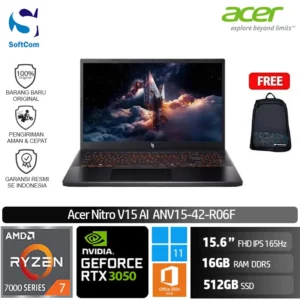 Acer Nitro V 15 ANV15-42-R06F/Ryzen 7-7445HS/16GB/512GB SSD/GeForce RTX 3050 6GB/15.6" FHD 165Hz/Win 11 Home+OHM 2024+M365/Obsidian Black