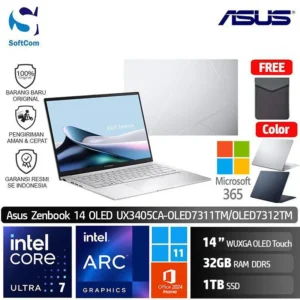 Asus Zenbook 14 OLED UX3405CA OLED7313TM OLED7314TM/Intel Core Ultra 7 255H/32GB/1TB SSD/14" Touch WUXGA/Win 11 Home+OHM 2024+M365/ [UX3405CA-OLED7313TM | UX3405CA-OLED7314TM]