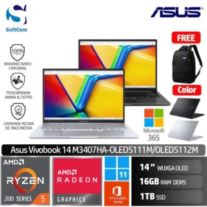 Asus Vivobook S14 M3407HA OLED5111M OLED5112M/Ryzen 5-220/16GB/1TB SSD/14" WUXGA OLED/Win 11 Home + OHM 2024 + M365 [M3407HA-OLED5111M | M3407HA-OLED5112M]