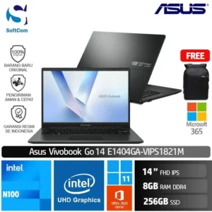 Asus Vivobook Go 14 E1404GA VIPS1821M/Intel N100/8GB/256GB SSD/14" FHD IPS/Win 11 Home+OHM 2024+M365/Mixed Black