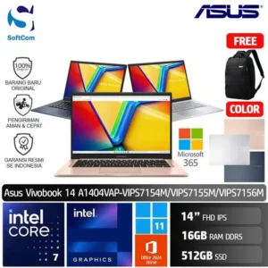 ASUS Vivobook 14 A1404VAP VIPS7154M VIPS7155M VIPS7156M/Core 7-150U/16GB/512GB SSD/14" FHD/Win 11 Home+OHM 2024+ M365 [A1404VAP-VIPS7154M | A1404VAP-VIPS7155M | A1404VAP-VIPS7156M]