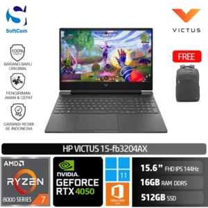 HP Victus 15 fb3204AX/Ryzen 7-8845HS/16GB/512GB SSD/GeForce RTX 4050 6GB/15.6" FHD 144Hz/Win 11 Home+OHM 2024+M365/Mica Silver