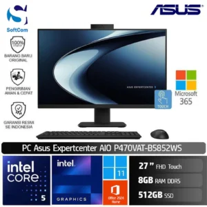 PC Asus Expertcenter AIO P470VAT B5852WS/Intel Core 5-210H/8GB/512GB SSD/27" FHD Touch/Win 11 Home + OHM 2024 + M365/Black