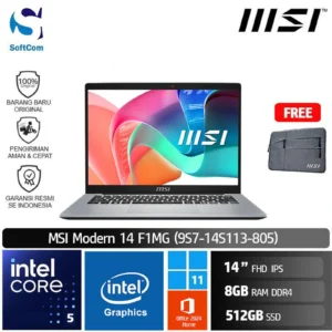 MSI Modern 14 F1MG (9S7-14S113-805) /Intel Core 5-120U/8GB/512GB SSD/14" FHD IPS/Win 11 Home+OHM 2024/Urban Silver