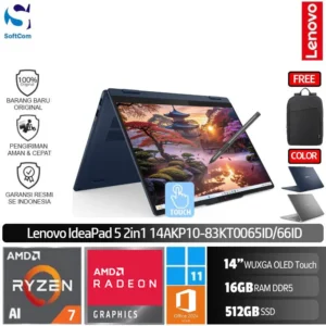Lenovo IdeaPad 5 2-in-1 14AKP10 65ID 66ID/Ryzen AI 7-350/16GB/512GB SSD/14" WUXGA Touch/Win 11 Home + OHM 2024 + M365 [83KT0065ID| 83KT0066ID]