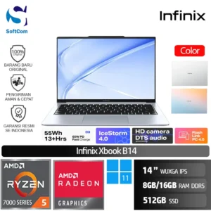 Infinix XBook B14/Ryzen 5-7535HS/8GB-16GB/512GB SSD/14″ WUXGA IPS/Win 11 Home