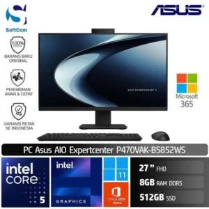 PC Asus ExpertCenter P400 AiO P470VAK-B5852WS/Intel Core 5-210H/8GB/512GB SSD/27" FHD/Win 11 Home + OHM 2024 + M365/Black