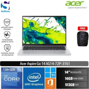 Acer Aspire Go 14 AG14-72P-3161/Intel Core i3-1315U/16GB/512GB SSD/14" WUXGA IPS/Win 11 Home+OHM 2024+M365/Pure Silver