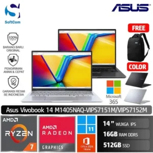 Asus Vivobook 14 M1405NAQ VIPS7151M VIPS7152M/Ryzen 7-170/16GB/512GB SSD/14" WUXGA/Win 11 Home + OHM 2024 + M365 [M1405NAQ-VIPS7151M | M1405NAQ-VIPS7152M]