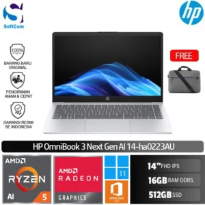 HP OmniBook  3 Next Gen AI 14-ha0223AU/Ryzen AI 5-330/16GB/512 GB SSD/14" FHD IPS/Win 11 Home+OHM 2024+M365/Glacier Silver