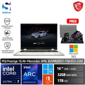 MSI Prestige16 AI+ MercedesAMG B2VMG (9S7-15A352-226) /Intel Core Ultra 7-258V/32GB/1TB SSD/16" UHD+ OLED/Win 11 Home+OHM 2024+M365/Urban Silver