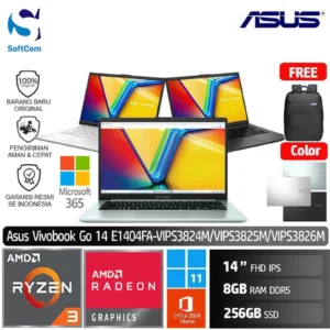 Asus Vivobook Go 14 E1404FA VIPS3824M VIPS3825M VIPS3826M/Ryzen 3-30/8GB/256GB SSD/14" FHD IPS/Win 11 Home+OHM 2024+M365 [E1404FA-VIPS3824M | E1404FA-VIPS3825M | E1404FA-VIPS3826M]