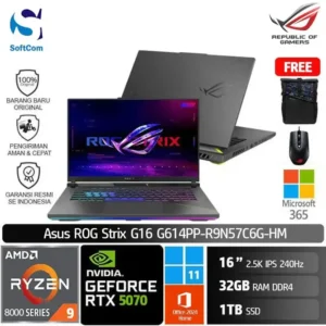 Asus ROG Strix G16 G614PP-R9N57C6G-HM/Ryzen 9-8940HX/32GB/1TB SSD/GeForce RTX 5070 8GB/16" 2.5K 240Hz/Win 11 Home+OHM 2024+M365/Eclipse Gray