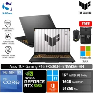 Asus TUF Gaming F16 FX608JHI-I7N55K6G-HM/Intel Core i7-14650HX/16GB/512GB SSD/GeForce RTX 5050 8GB/16" WUXGA IPS 144Hz /Win 11 Home + OHM 2024 + M365/Jaeger Grey